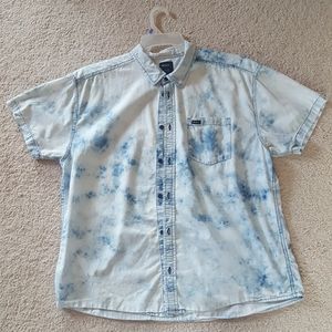 Rvca Acid Wash Cotton Button Down Shirt